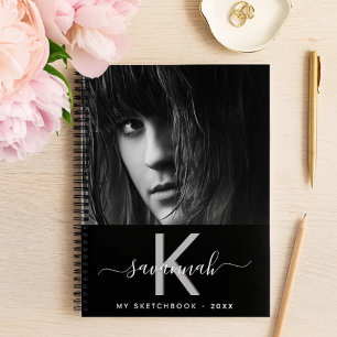 Carnet Sketchbook custom photo black white monogram