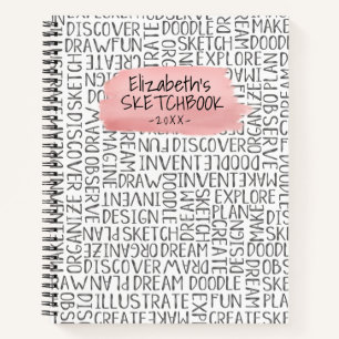 Carnet Sketchbook d'artiste rose personnalisé