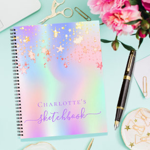 Carnet Sketchbook holographic unicorn pink rainbow