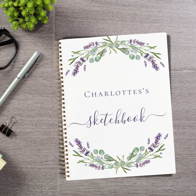 Carnet Sketchbook lavande verdure violet floraux (Créateur téléchargé)