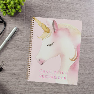 Carnet Sketchbook licorne fille rose