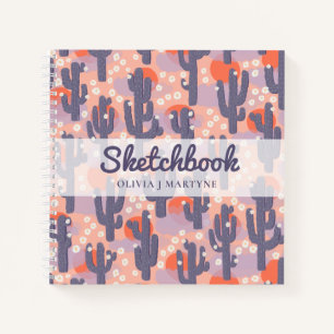 Carnet Sketchbook Modern Cactus Personnalisé