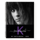 Sketchbook photo personnalisée noir violet monogra