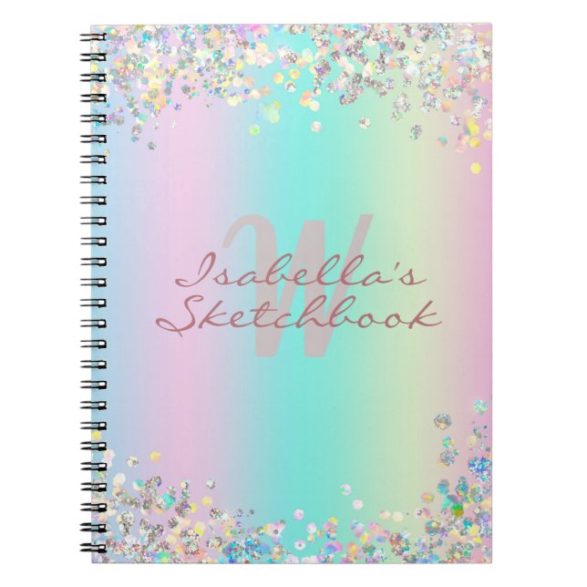 Carnet Sketchbook Unicorn Holographic Parties scintillant (Devant)