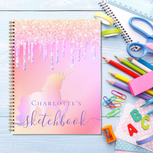 Carnet Sketchbook unicorn parties scintillant rose irides