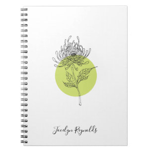Carnet Sketched Dahlia Botanical Simple Elegant