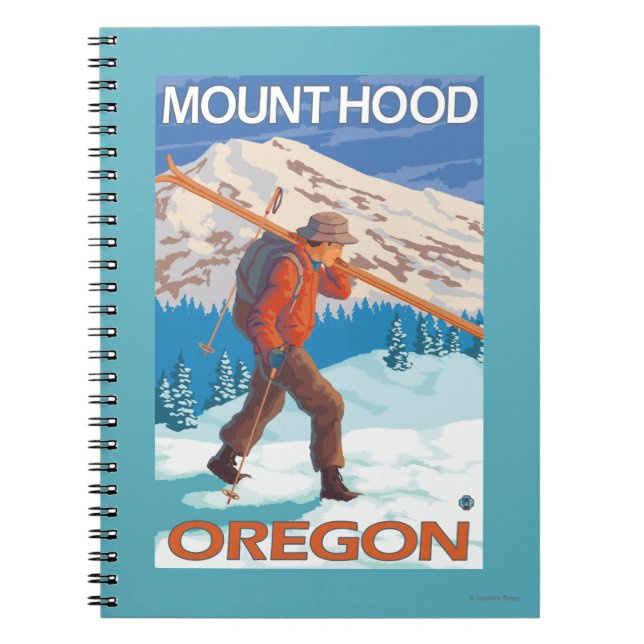 Carnet Skier transportant ski de neige - Mont Hood, OU (Devant)