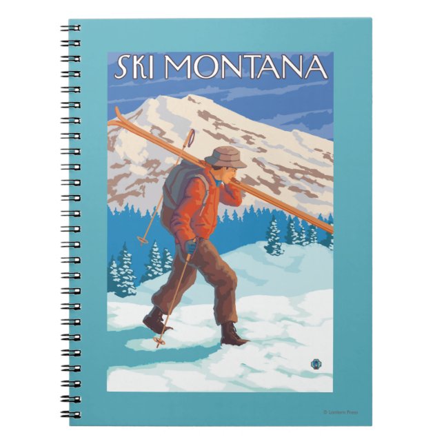 Carnet Skier transportant ski de neige - Montana (Devant)
