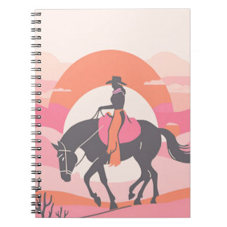 Carnet Skis du désert avec Cowgirl chevauchant son cheval