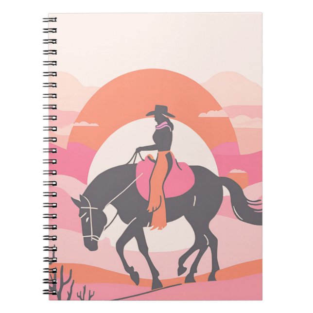 Carnet Skis du désert avec Cowgirl chevauchant son cheval (Devant)