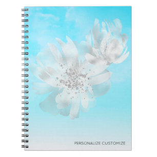 Carnet ***Sky Blue ombre Clouds Flowers