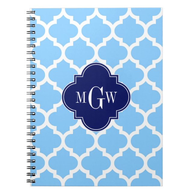 Carnet Sky Blue What Marocain #5 Navy Blu 5c Nom Monogram (Devant)