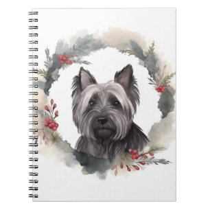 Carnet Skye Terrier Fête de Noël Wreath Pup