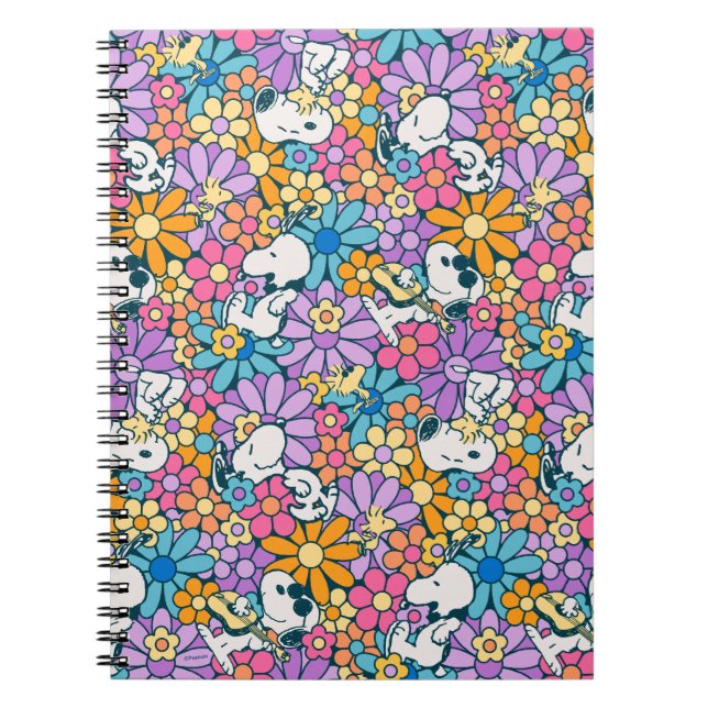 Carnet Snoopy & Motif de fleurs de bois (Devant)