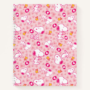 Carnet Snoopy & Woodstock Motif Coeurs roses