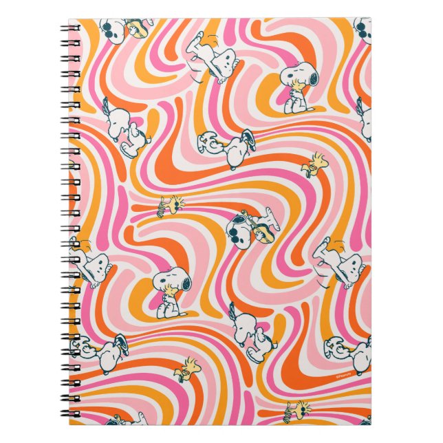 Carnet Snoopy & Woodstock Super Vibes Motif orange (Devant)