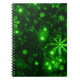 Carnet Snowflakes with Green Background