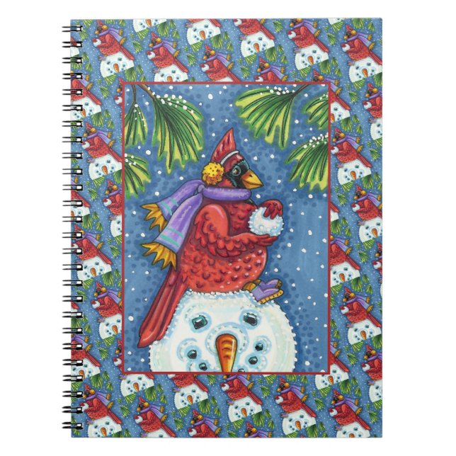 CARNET SNOWMAN BODYGUARD, CHRISTMAS CARDINAL REDBIRD (Devant)