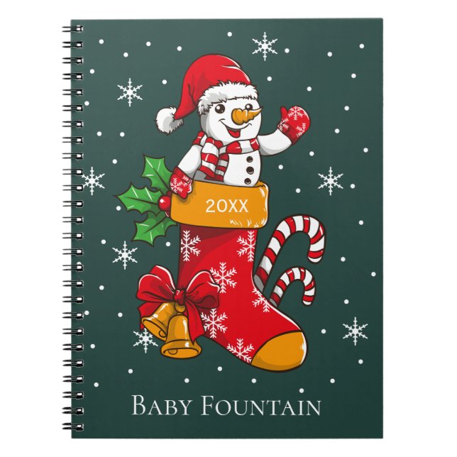 Carnet Snowman Noël Stocker Sucre de canne Snowflakes (Devant)