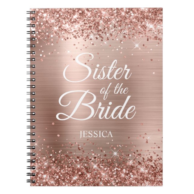 Carnet Soeur de la mariée Glittery Rose Gold Foil (Devant)
