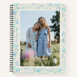 Carnet Sœurs florales aquarelles bleu doux photo personna
