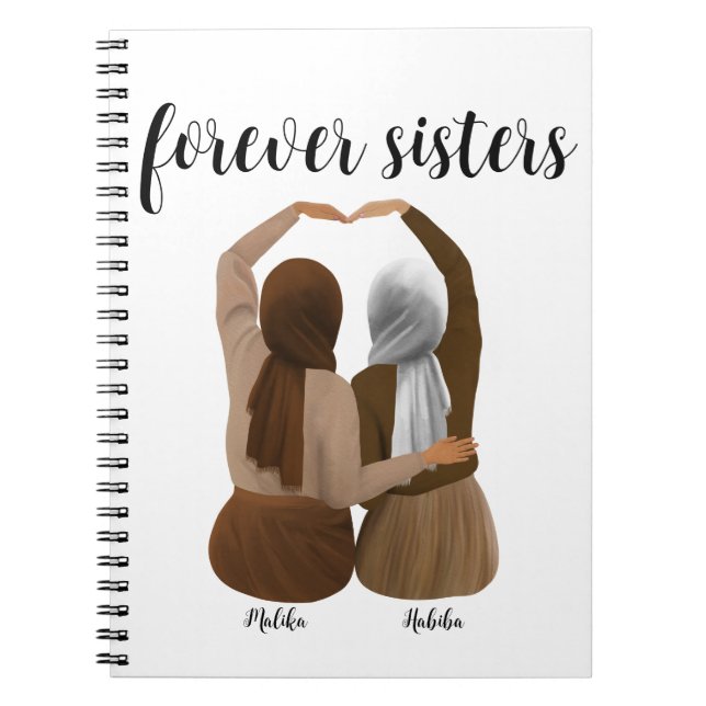 Carnet Soeurs Forever Cadeau Hijabi personnalisé (Devant)