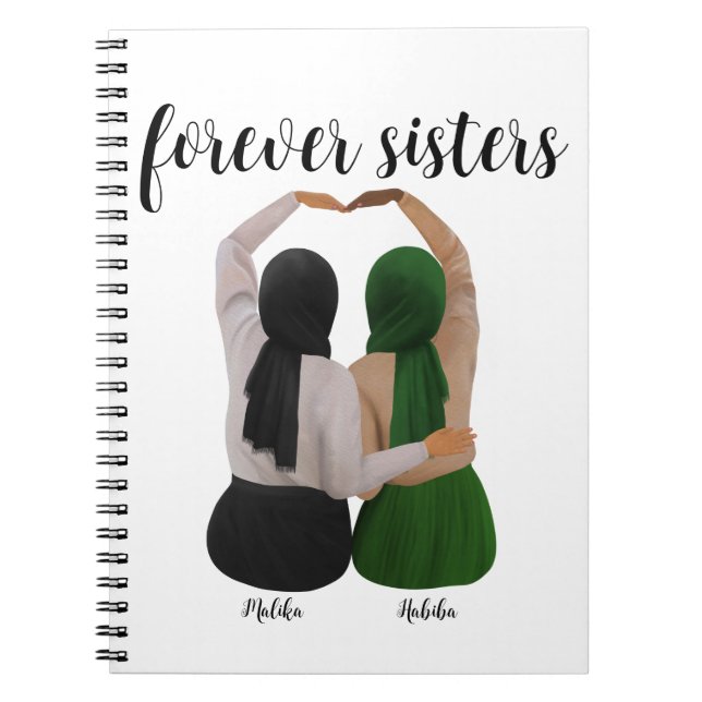 Carnet Soeurs Forever Cadeau Hijabi personnalisé (Devant)