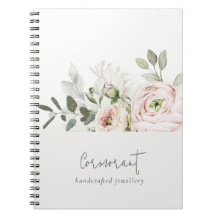Carnet Soft Chic Blush Pink Peony Feuilleté Botanique Flo