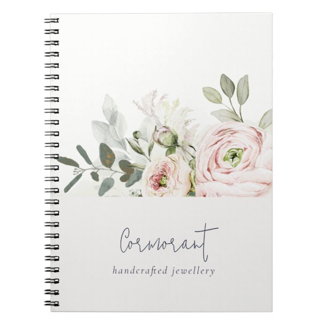 Carnet Soft Chic Blush Pink Peony Feuilleté Botanique Flo (Devant)
