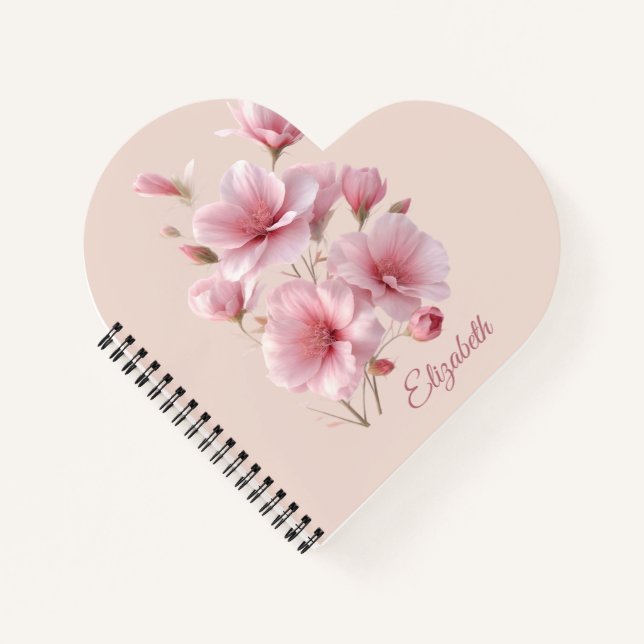 Carnet Soft Elegant Pink Floral Personalized (Devant)