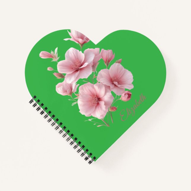 Carnet Soft Elegant Pink Floral Personalized (Devant)