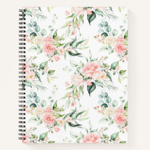 Carnet Soft Pastel Rose Rose Flower Motif