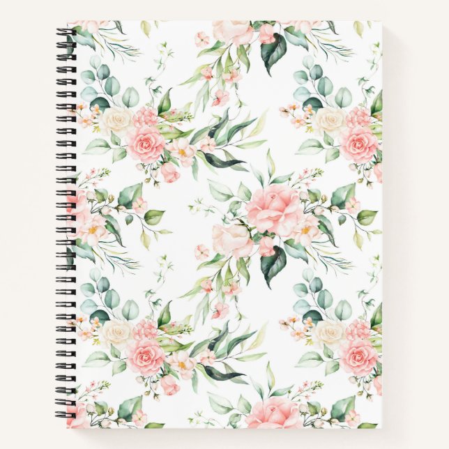 Carnet Soft Pastel Rose Rose Flower Motif (Devant)