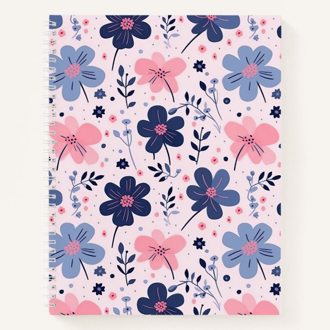 Carnet Soft Pink Blue Wildflower Meadow Aesthetic (Devant)