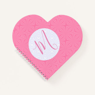 Carnet Soft Pink Squiggly Square Personal Initial Heart