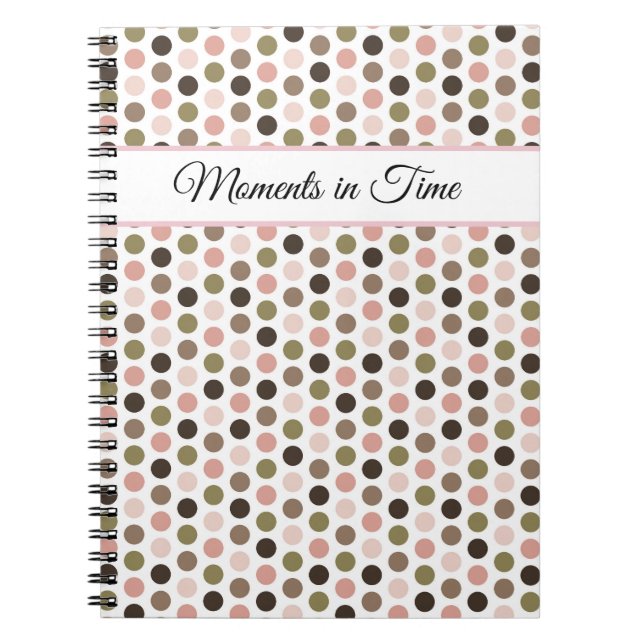 Carnet Soft, Retro Olive, Pink, and Brown Polka Dots (Devant)
