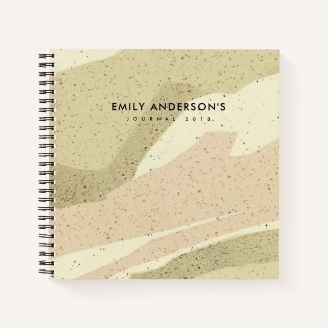 CARNET SOFT SUBTLE ROSE GRAY MODERNE VAGUES D'ART ABSTRAI (Devant)