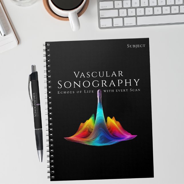 Carnet Sonographe vasculaire - Ondes Ultrasoniques coloré (Vascular Sonographer-Colorful Ultrasound Waves Notebook)