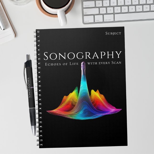 Carnet Sonographie - Ondes Ultrasoniques Colorées (Sonography-Colorful Ultrasound Waves Notebook)
