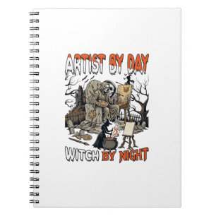 Carnet Sorcière de jour d'artiste Nuit d'Halloween Peintr