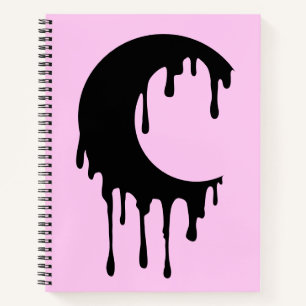 Carnet Sorcière gothique rose noir lune à goutte Silhouet