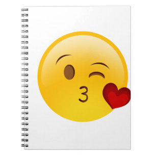 Carnet Soufflez un autocollant d'emoji de baiser