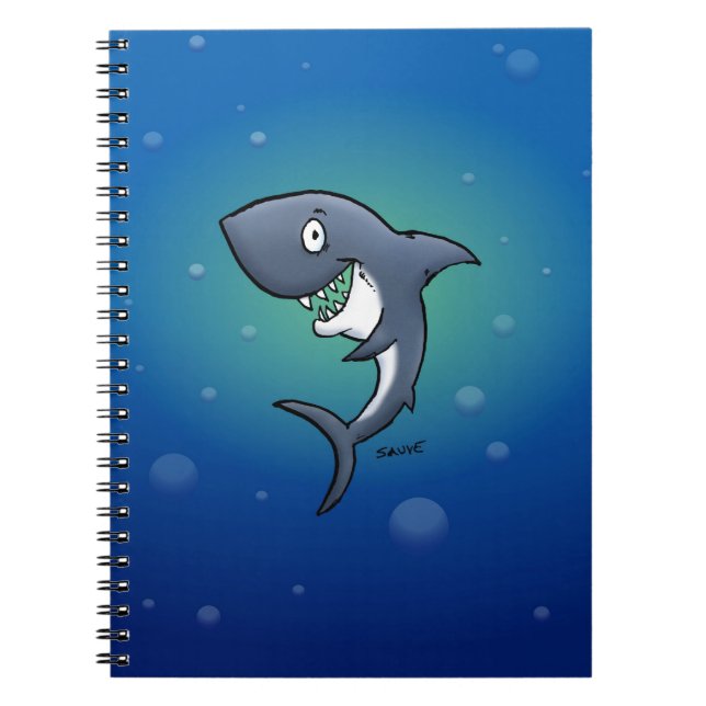 Carnet Sourire un requin drôle sur un Arrière - plan bleu (Devant)