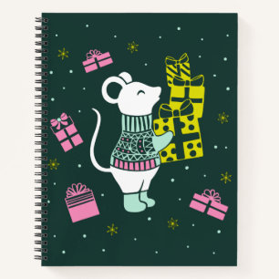 Carnet Souris de Noël avec présentants Illustration