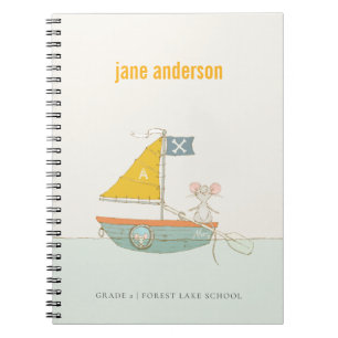 Carnet Souris Pirate Élégante Sailboat Kids Monogramme