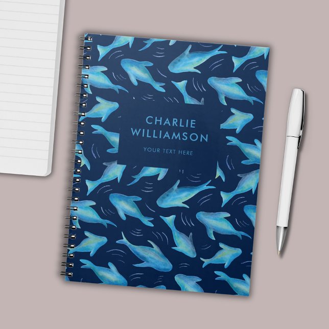Carnet Sous les enfants de la mer océan poisson requin (Under the Sea swimming fish ocean personalized notebook)