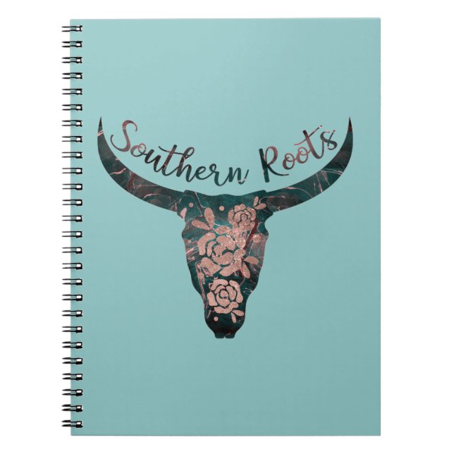 Carnet Southern Roots Country Longhorn Rose & Green (Devant)