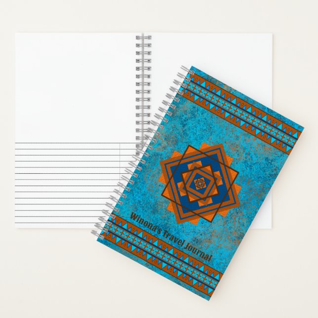 Carnet Southwest Mountain Peaks Turquoise Personnalisé (À l'intérieur)