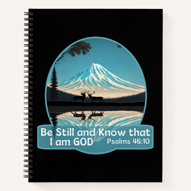 Carnet Soyez calme et sachez que je suis Dieu Bible Verse (Devant)