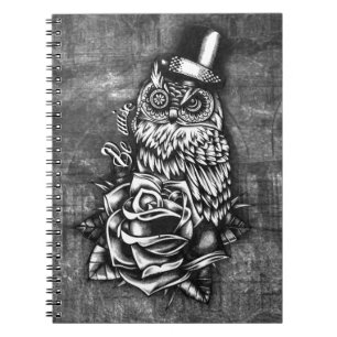 Carnet Soyez hibou sage de style de tatouage sur la base